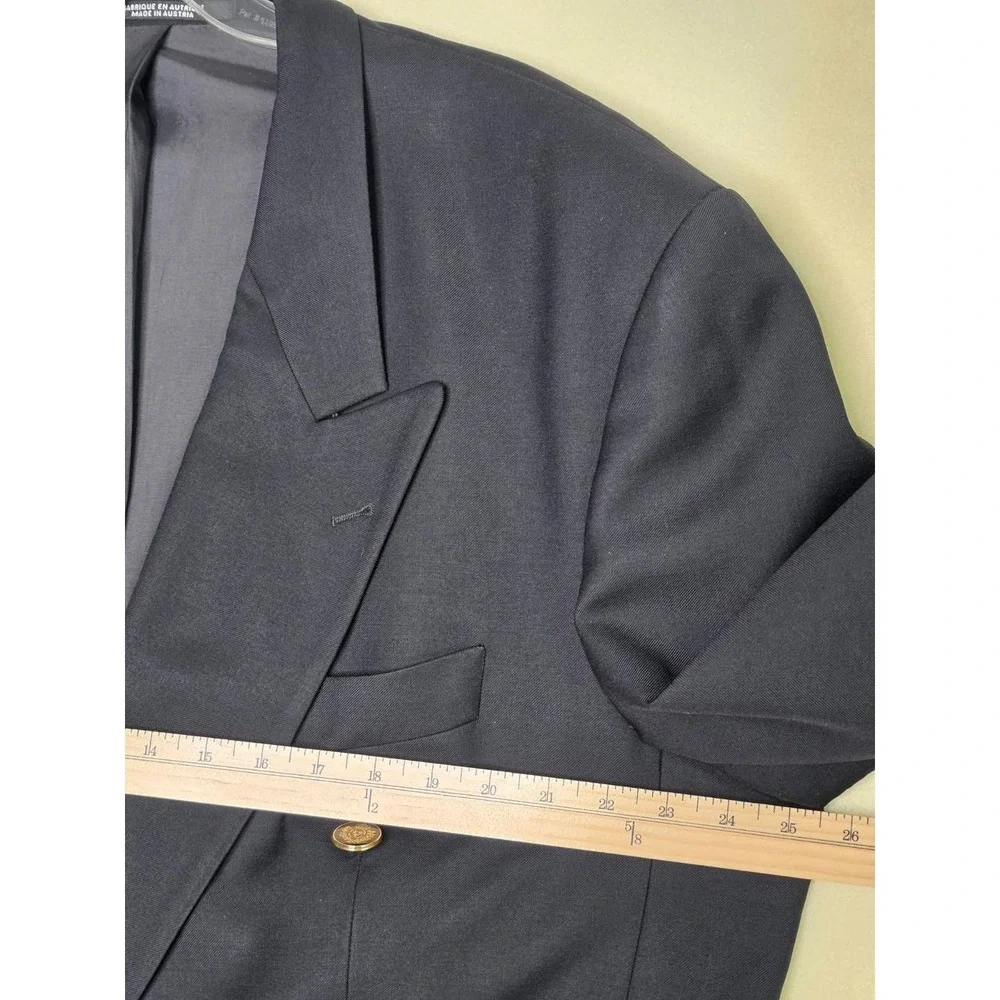 Baumler Wool Men's Blazer Size 45 L Black Double Breasted Classic‎ Vintage